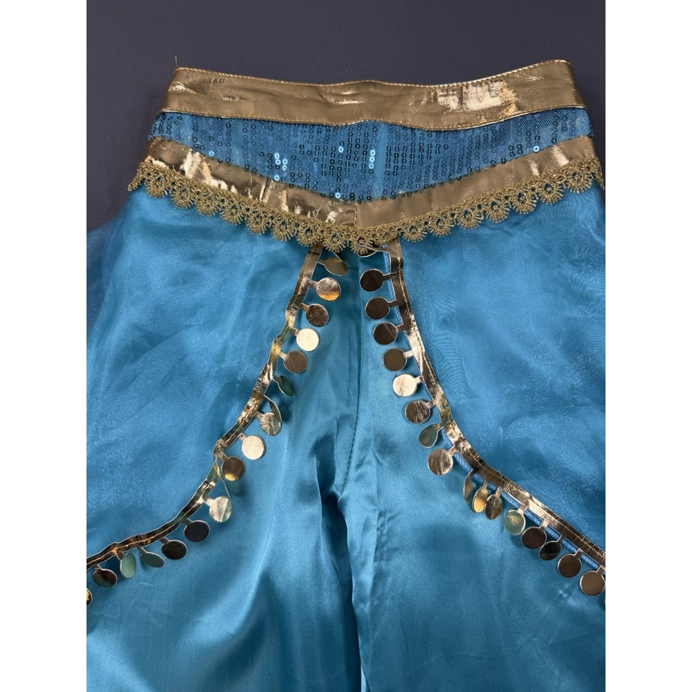 DISNEY PRINCESS JASMINE SEQUIN TEAL HAREM PANTS HALLOWEEN‎ COSTUME - Picture 3 of 15